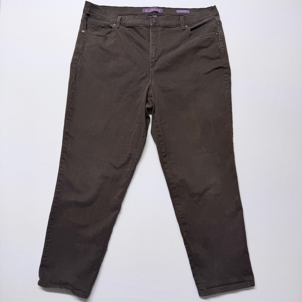 Gloria Vanderbilt Amanda Tapered Jeans Womens 20W Dark Brown High Rise Stretch